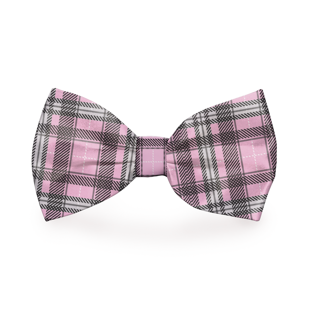Plaid Pink Dog Bow Tie