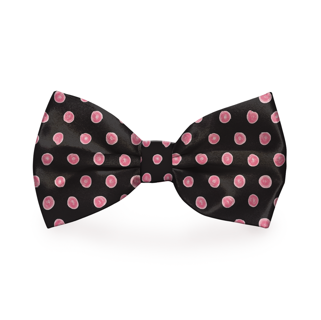 Polka-Dot Pink & Black Dog Bow Tie